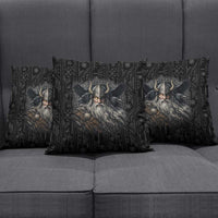 Vikings Odin Pillow Cover with Viking Runes and Ravens Norse Mythology - Wonder Print Shop