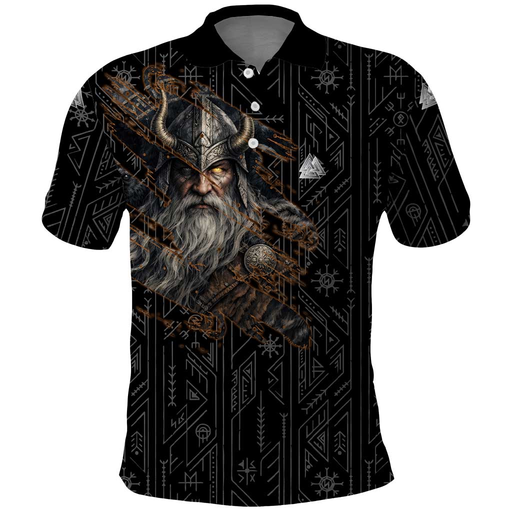 Vikings Odin Polo Shirt with Viking Runes and Ravens Norse Mythology - Wonder Print Shop
