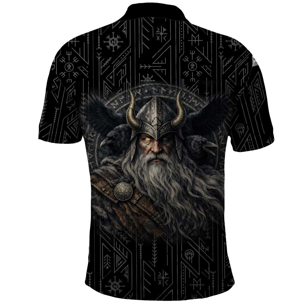 Vikings Odin Polo Shirt with Viking Runes and Ravens Norse Mythology - Wonder Print Shop