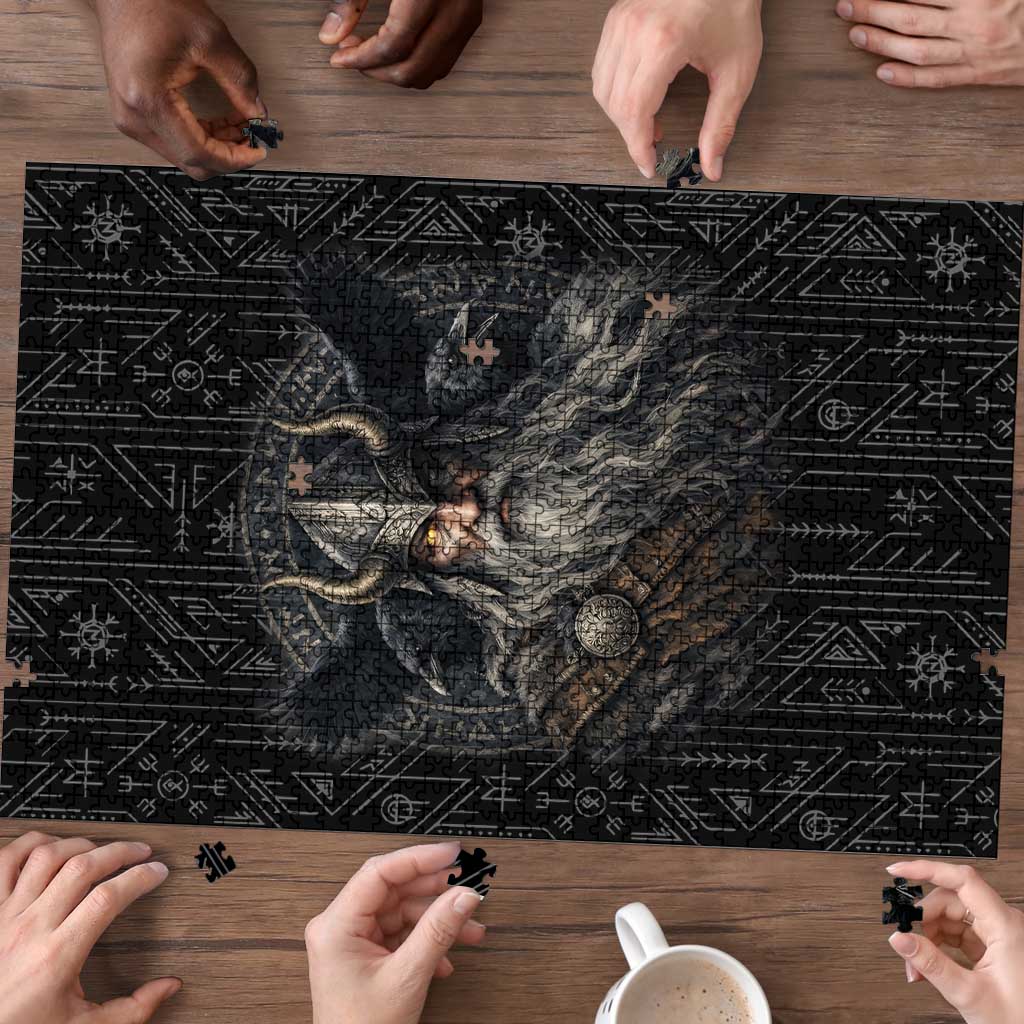 Vikings Odin Puzzle with Viking Runes and Ravens Norse Mythology - Wonder Print Shop