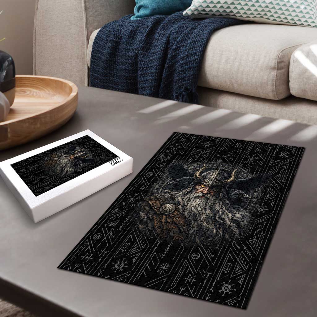 Vikings Odin Puzzle with Viking Runes and Ravens Norse Mythology - Wonder Print Shop