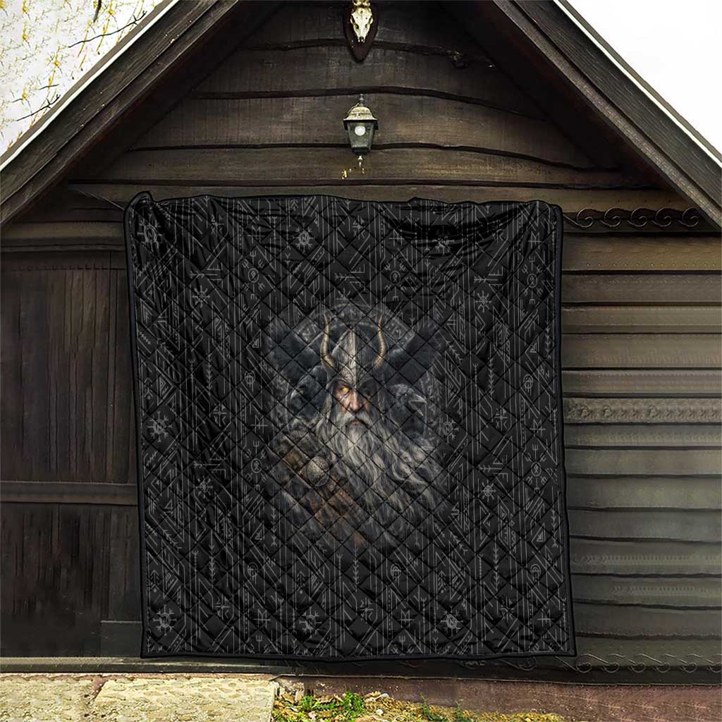 Vikings Odin Quilt with Viking Runes and Ravens Norse Mythology - Wonder Print Shop