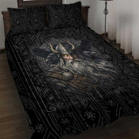 Vikings Odin Quilt Bed Set with Viking Runes and Ravens Norse Mythology - Wonder Print Shop