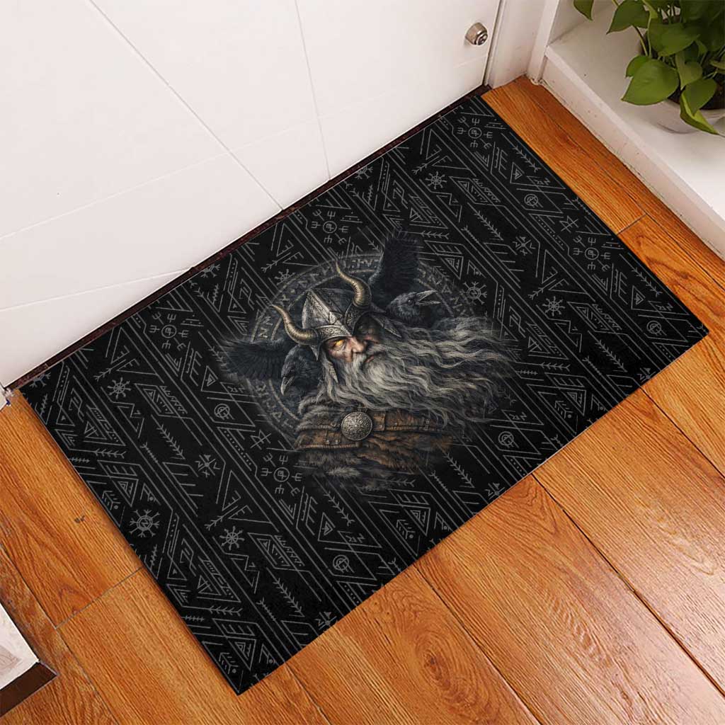 Vikings Odin Rubber Doormat with Viking Runes and Ravens Norse Mythology - Wonder Print Shop