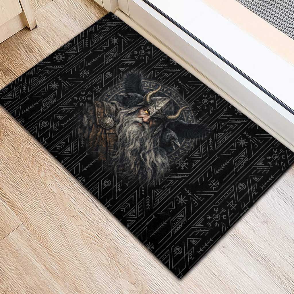 Vikings Odin Rubber Doormat with Viking Runes and Ravens Norse Mythology - Wonder Print Shop