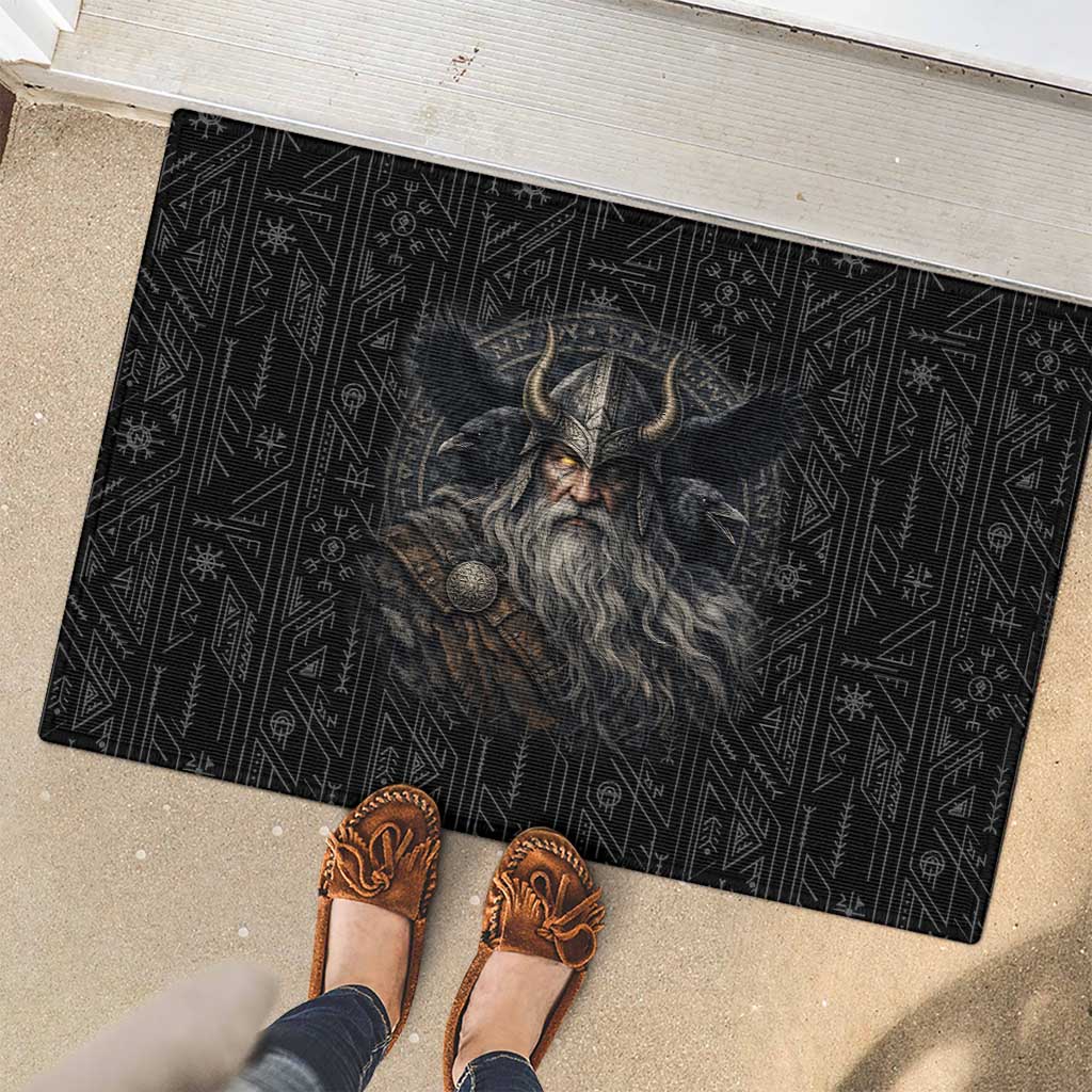 Vikings Odin Rubber Doormat with Viking Runes and Ravens Norse Mythology - Wonder Print Shop
