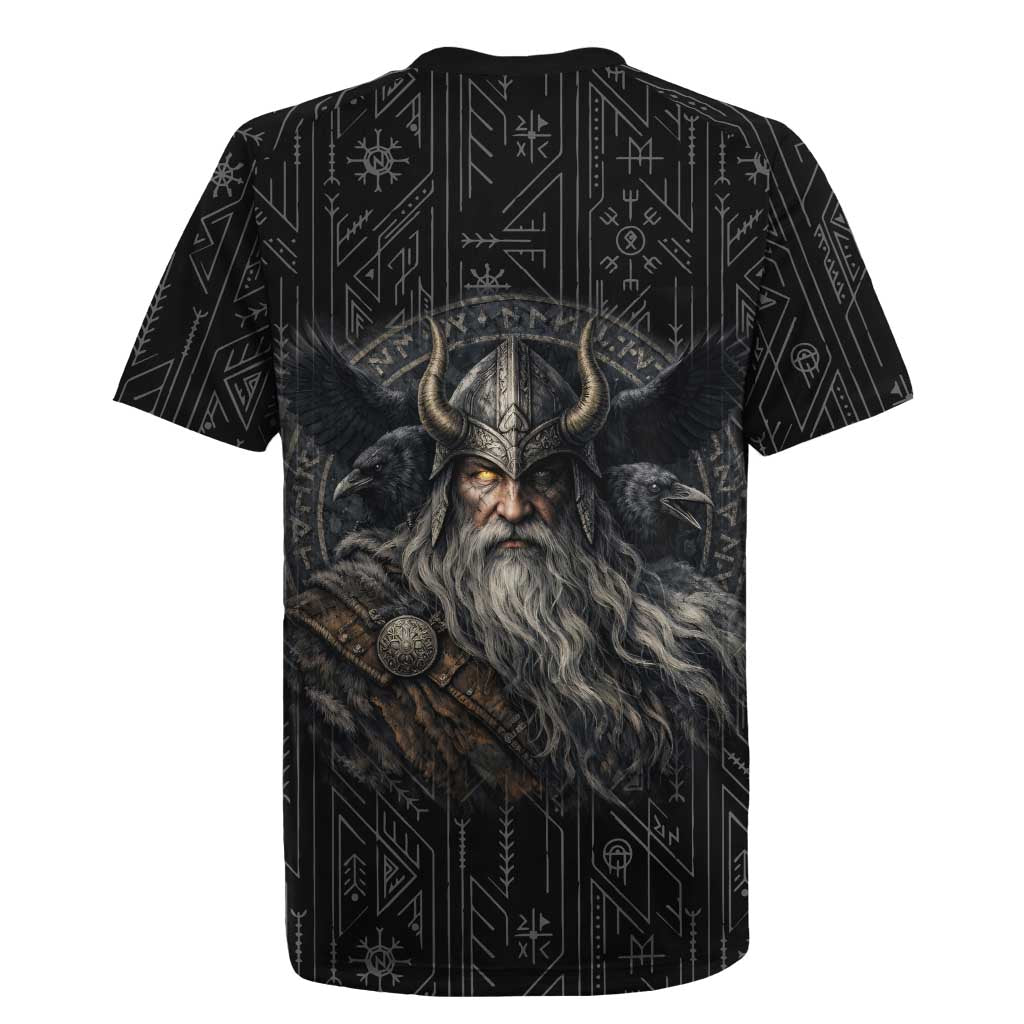 Vikings Odin Rugby Jersey with Viking Runes and Ravens Norse Mythology - Wonder Print Shop
