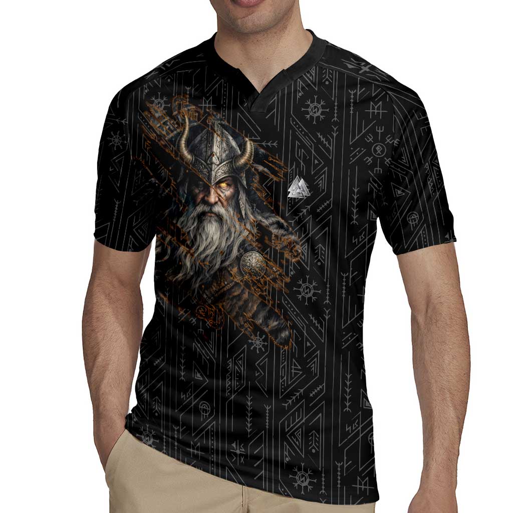 Vikings Odin Rugby Jersey with Viking Runes and Ravens Norse Mythology - Wonder Print Shop