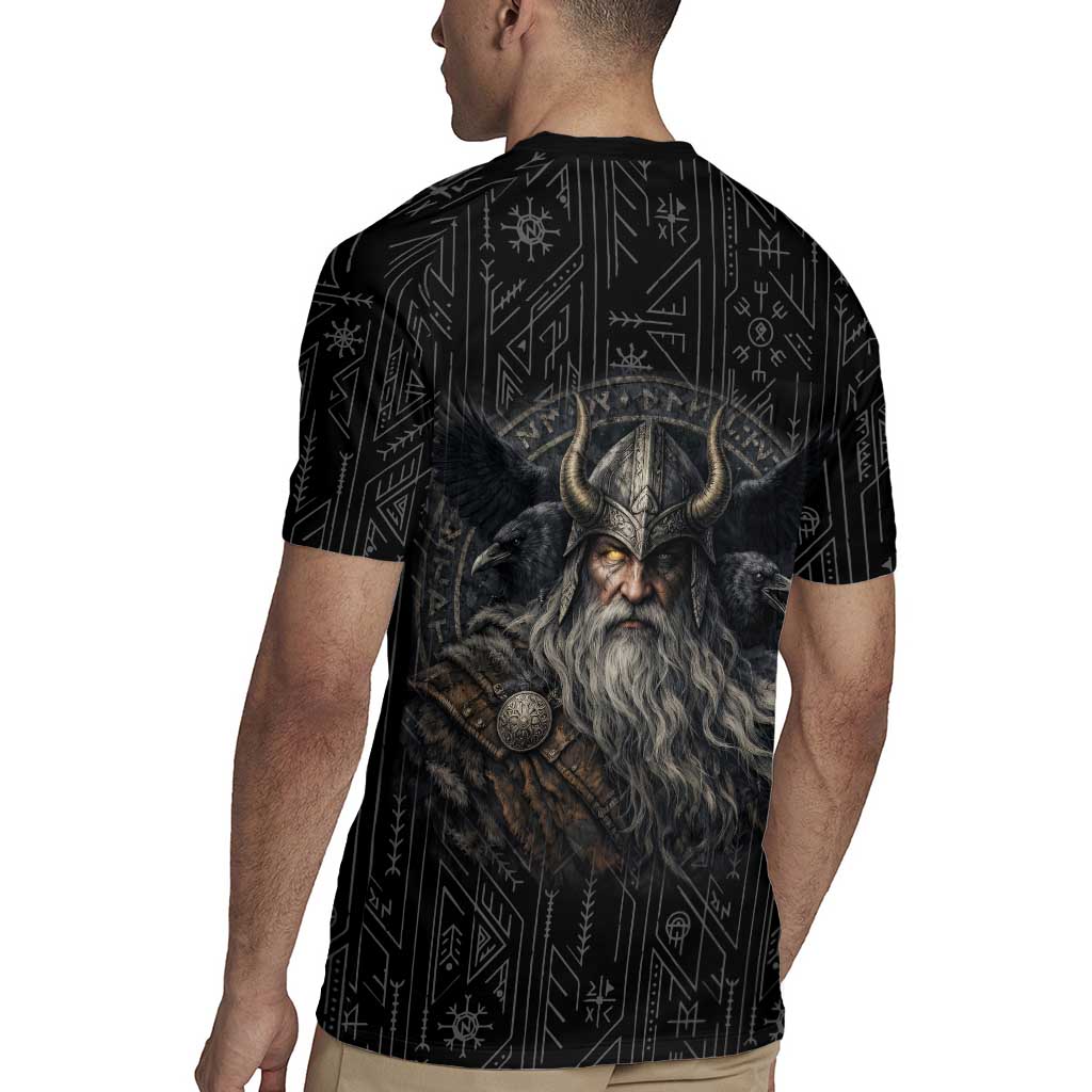 Vikings Odin Rugby Jersey with Viking Runes and Ravens Norse Mythology - Wonder Print Shop