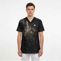 Vikings Odin Scrub Top with Viking Runes and Ravens Norse Mythology - Wonder Print Shop