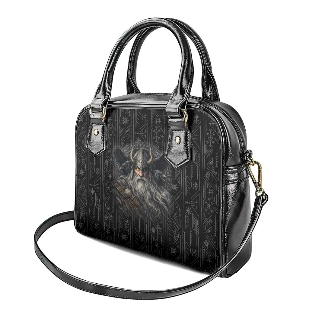 Vikings Odin Shoulder Handbag with Viking Runes and Ravens Norse Mythology - Wonder Print Shop