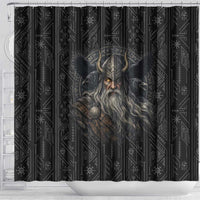 Vikings Odin Shower Curtain with Viking Runes and Ravens Norse Mythology - Wonder Print Shop