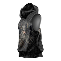 Vikings Odin Sleeveless Hoodie with Viking Runes and Ravens Norse Mythology - Wonder Print Shop