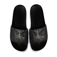Vikings Odin Slide Sandals with Viking Runes and Ravens Norse Mythology - Wonder Print Shop