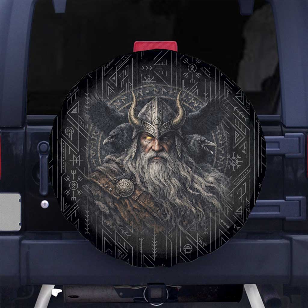 Vikings Odin Spare Tire Cover with Viking Runes and Ravens Norse Mythology - Wonder Print Shop