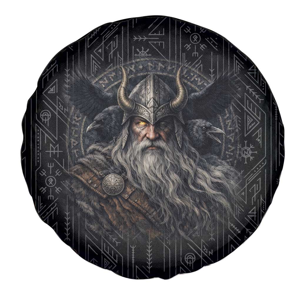 Vikings Odin Spare Tire Cover with Viking Runes and Ravens Norse Mythology - Wonder Print Shop