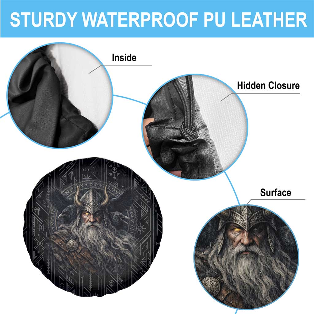 Vikings Odin Spare Tire Cover with Viking Runes and Ravens Norse Mythology - Wonder Print Shop