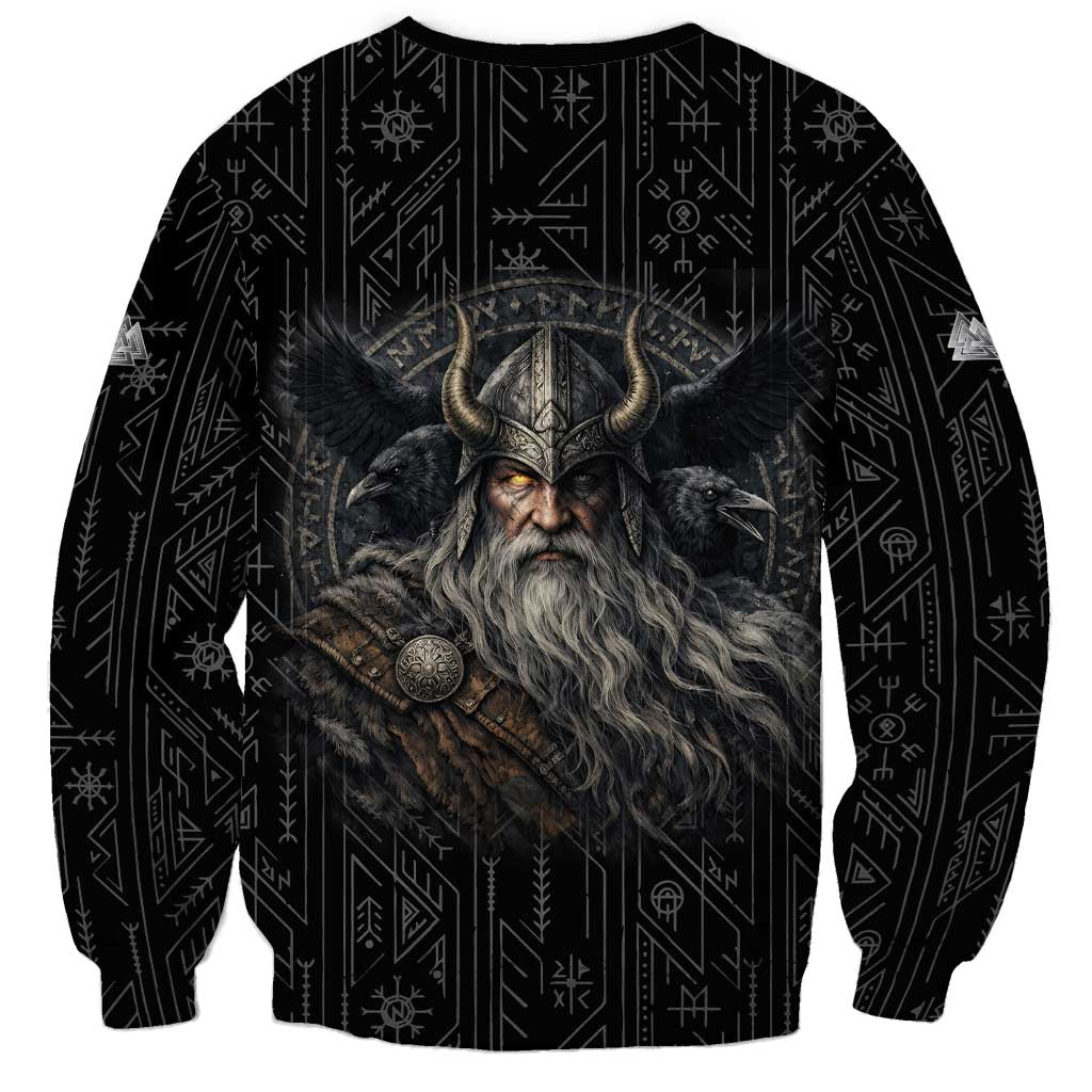 Vikings Odin Sweatshirt with Viking Runes and Ravens Norse Mythology - Wonder Print Shop