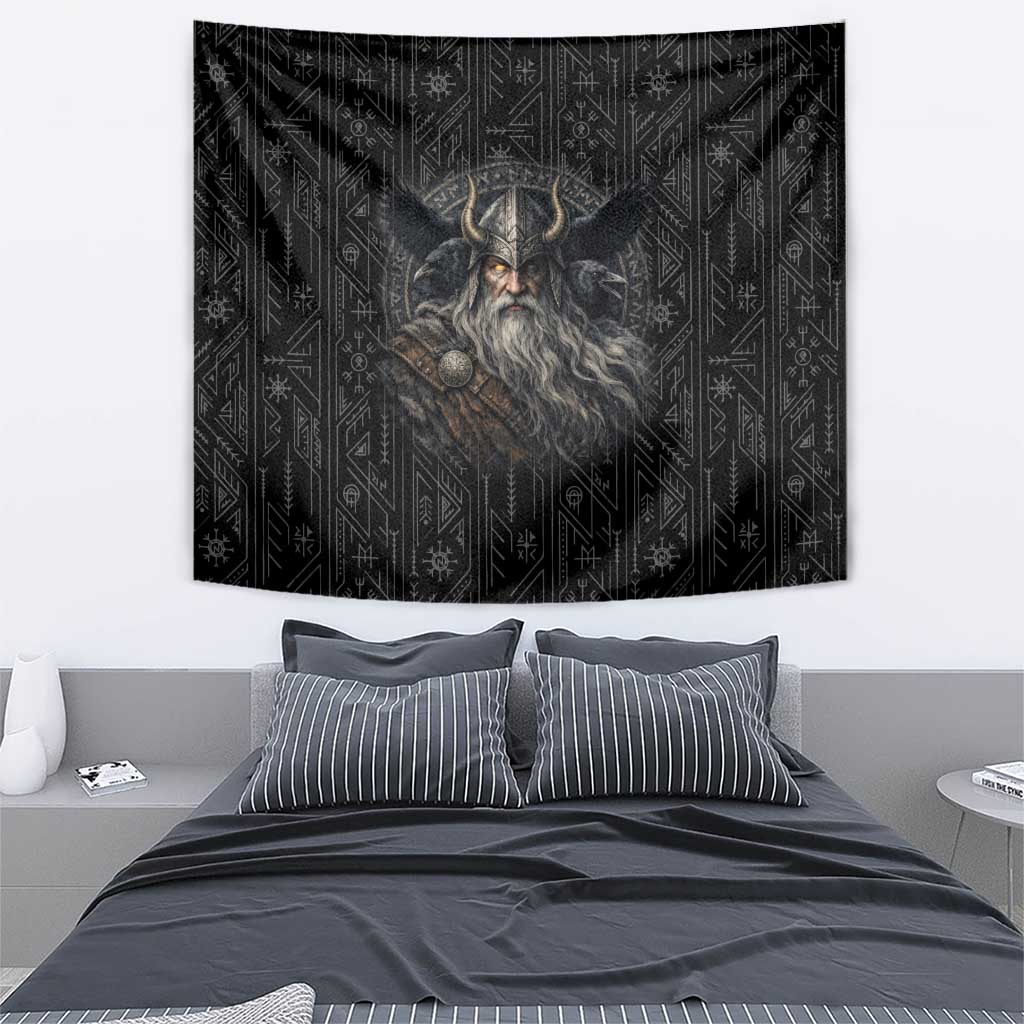 Vikings Odin Tapestry with Viking Runes and Ravens Norse Mythology - Wonder Print Shop