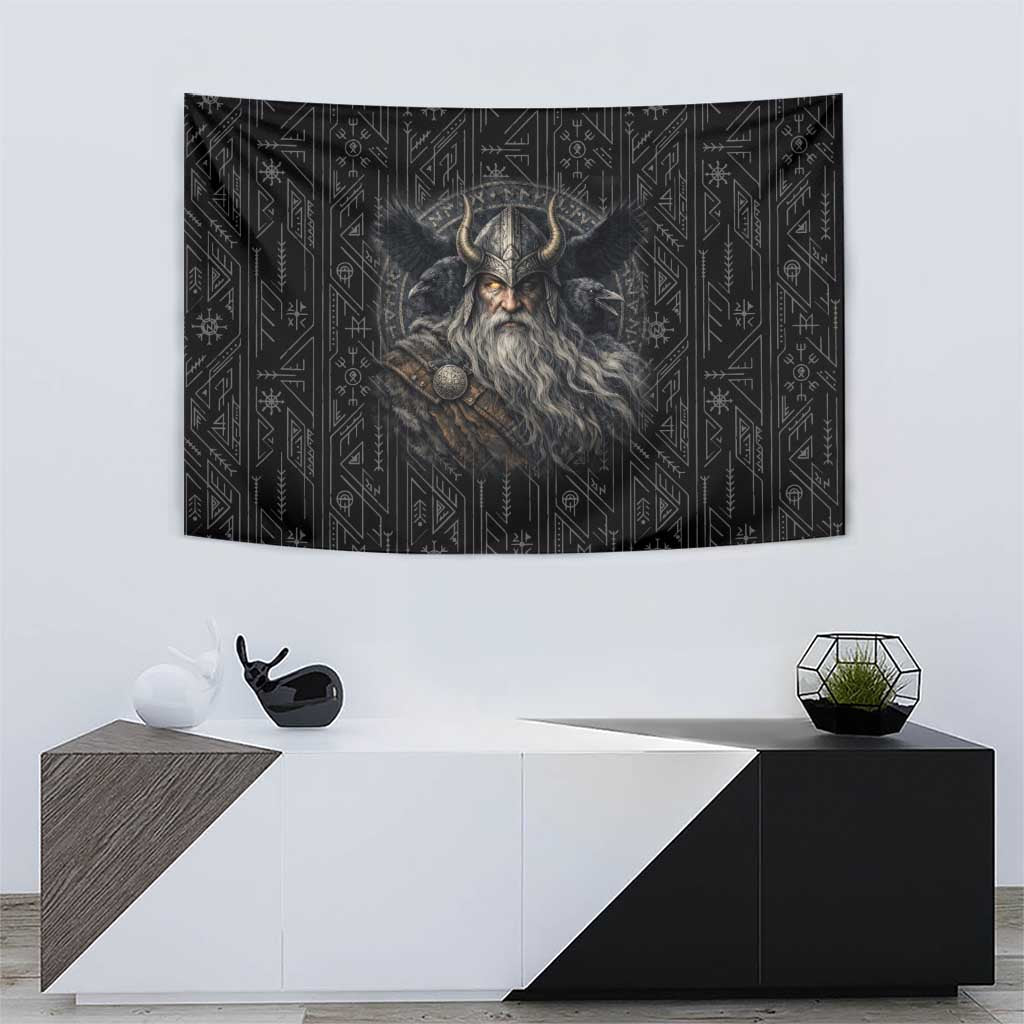 Vikings Odin Tapestry with Viking Runes and Ravens Norse Mythology - Wonder Print Shop