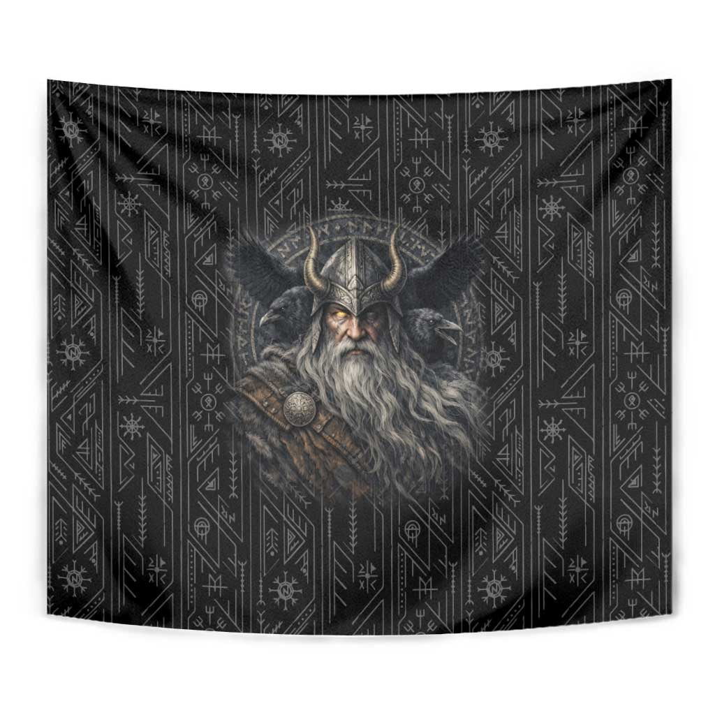 Vikings Odin Tapestry with Viking Runes and Ravens Norse Mythology - Wonder Print Shop