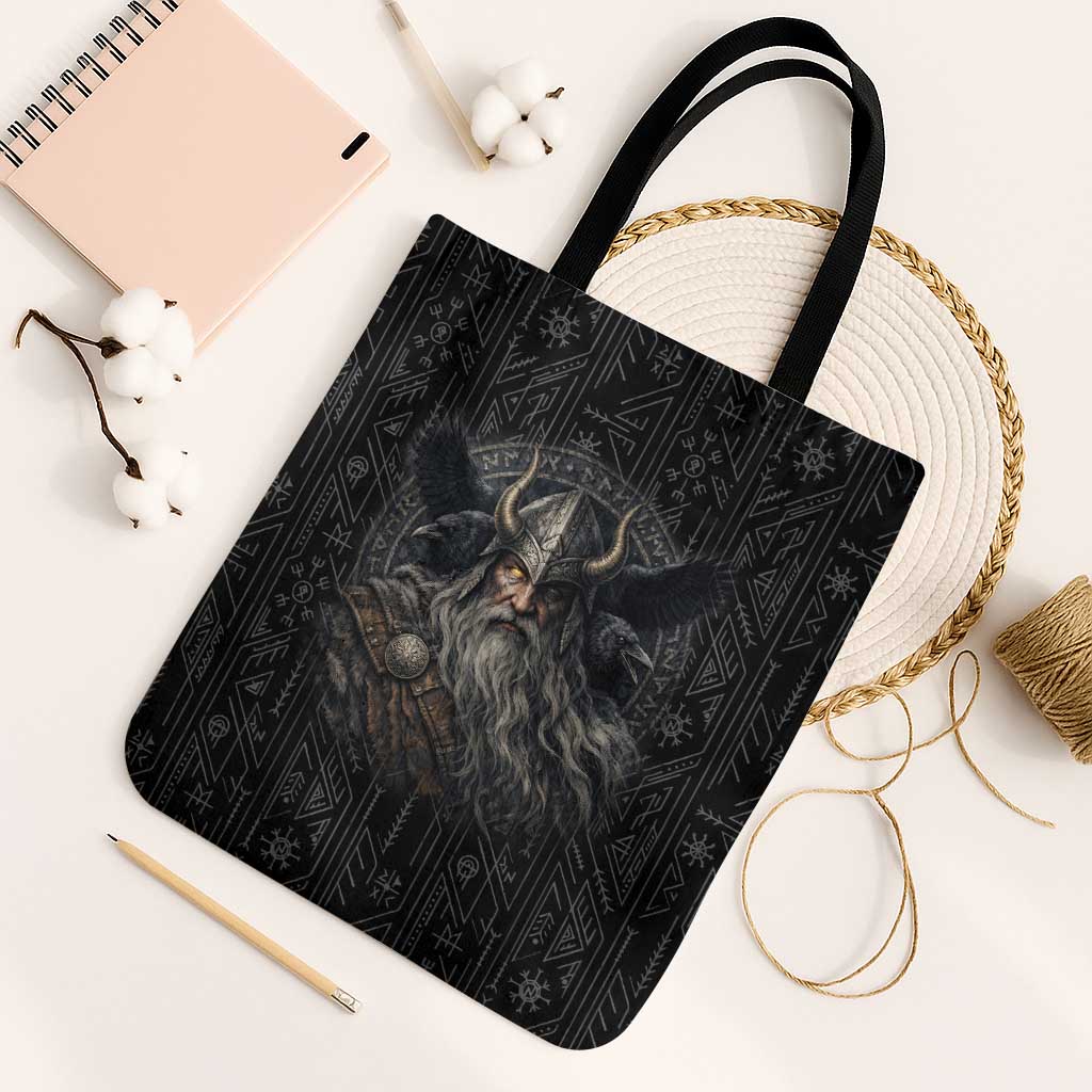 Vikings Odin Tote Bag with Viking Runes and Ravens Norse Mythology - Wonder Print Shop