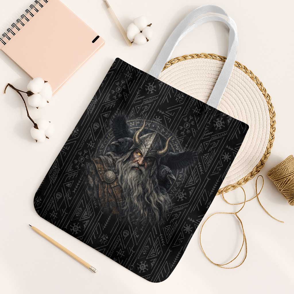 Vikings Odin Tote Bag with Viking Runes and Ravens Norse Mythology - Wonder Print Shop
