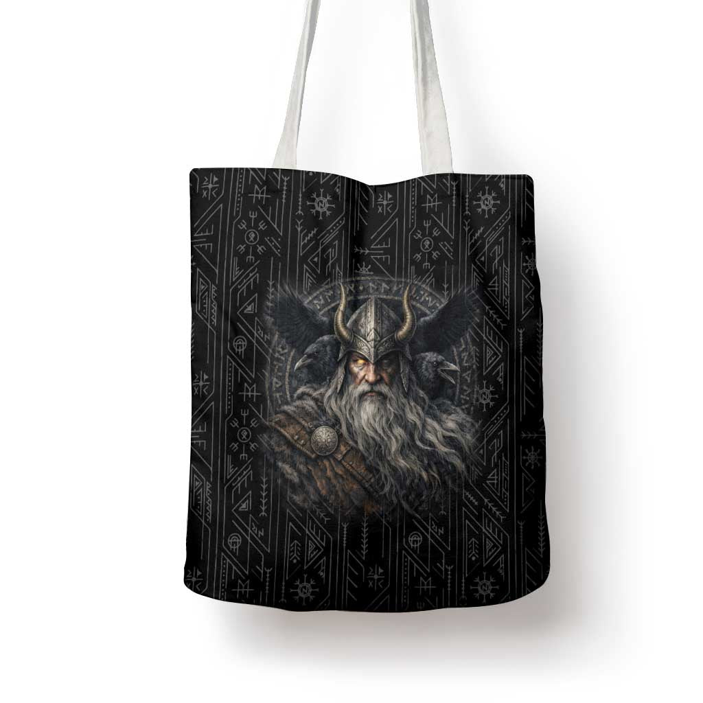 Vikings Odin Tote Bag with Viking Runes and Ravens Norse Mythology - Wonder Print Shop