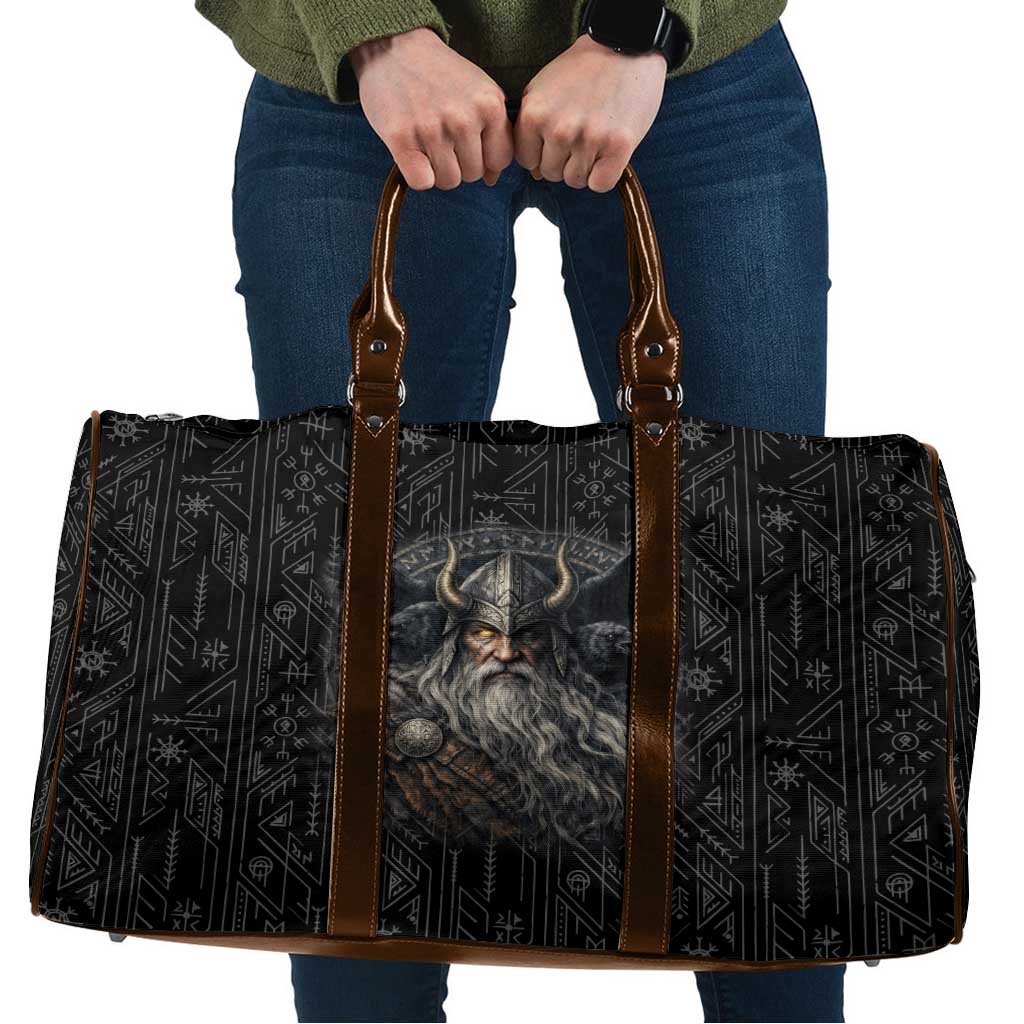 Vikings Odin Travel Bag with Viking Runes and Ravens Norse Mythology - Wonder Print Shop