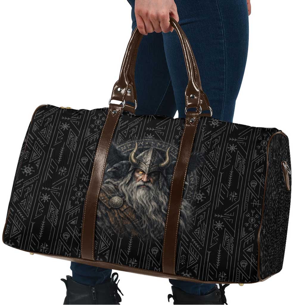 Vikings Odin Travel Bag with Viking Runes and Ravens Norse Mythology - Wonder Print Shop