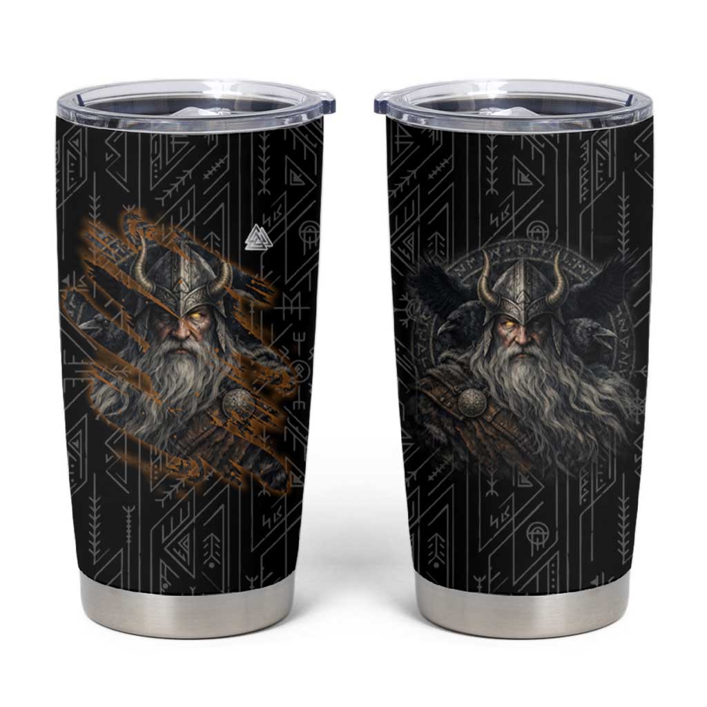 Vikings Odin Tumbler Cup with Viking Runes and Ravens Norse Mythology - Wonder Print Shop