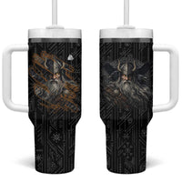 Vikings Odin Tumbler With Handle with Viking Runes and Ravens Norse Mythology - Wonder Print Shop