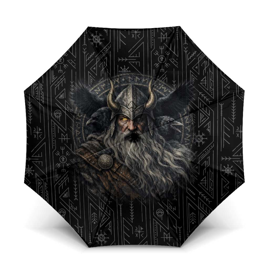 Vikings Odin Umbrella with Viking Runes and Ravens Norse Mythology - Wonder Print Shop