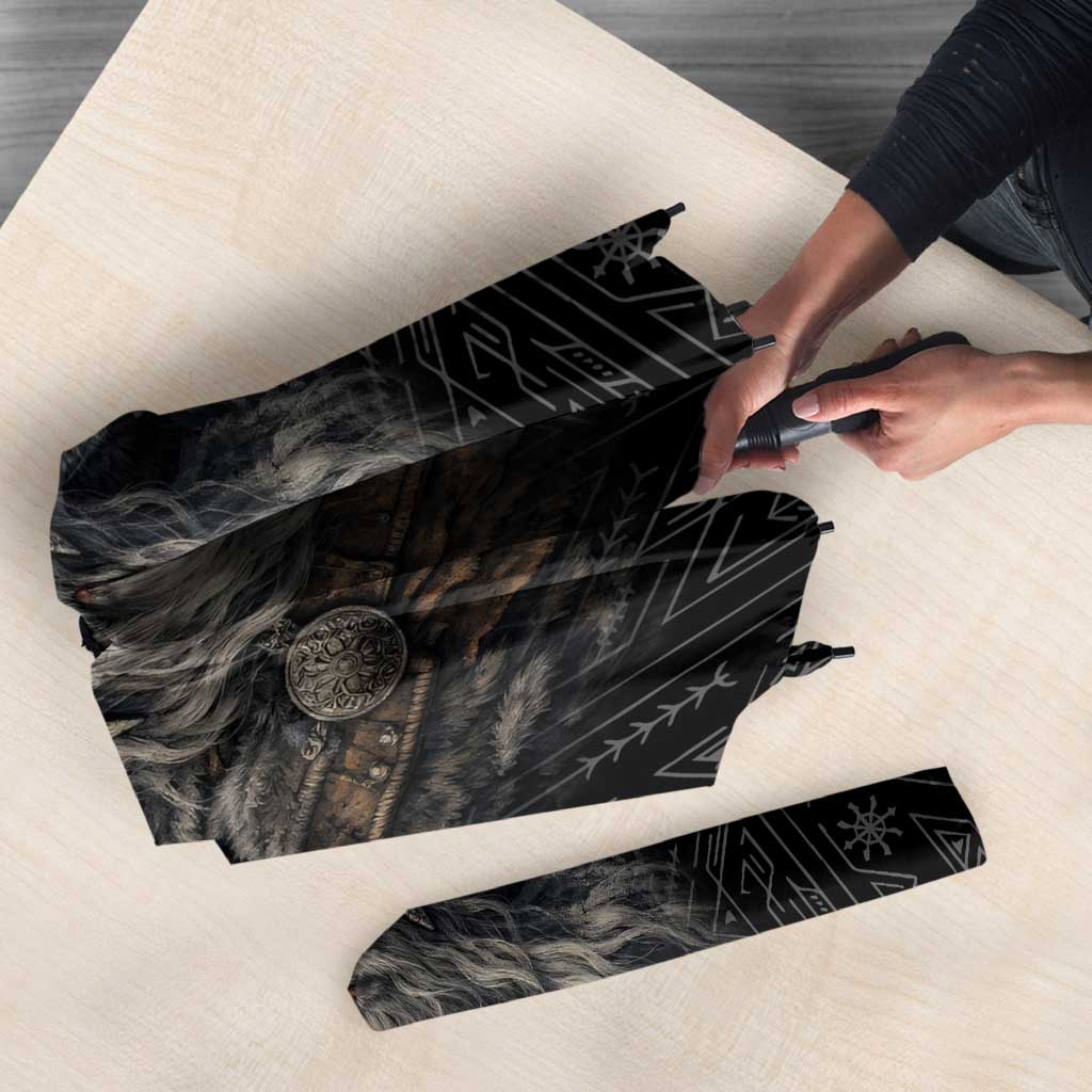 Vikings Odin Umbrella with Viking Runes and Ravens Norse Mythology - Wonder Print Shop