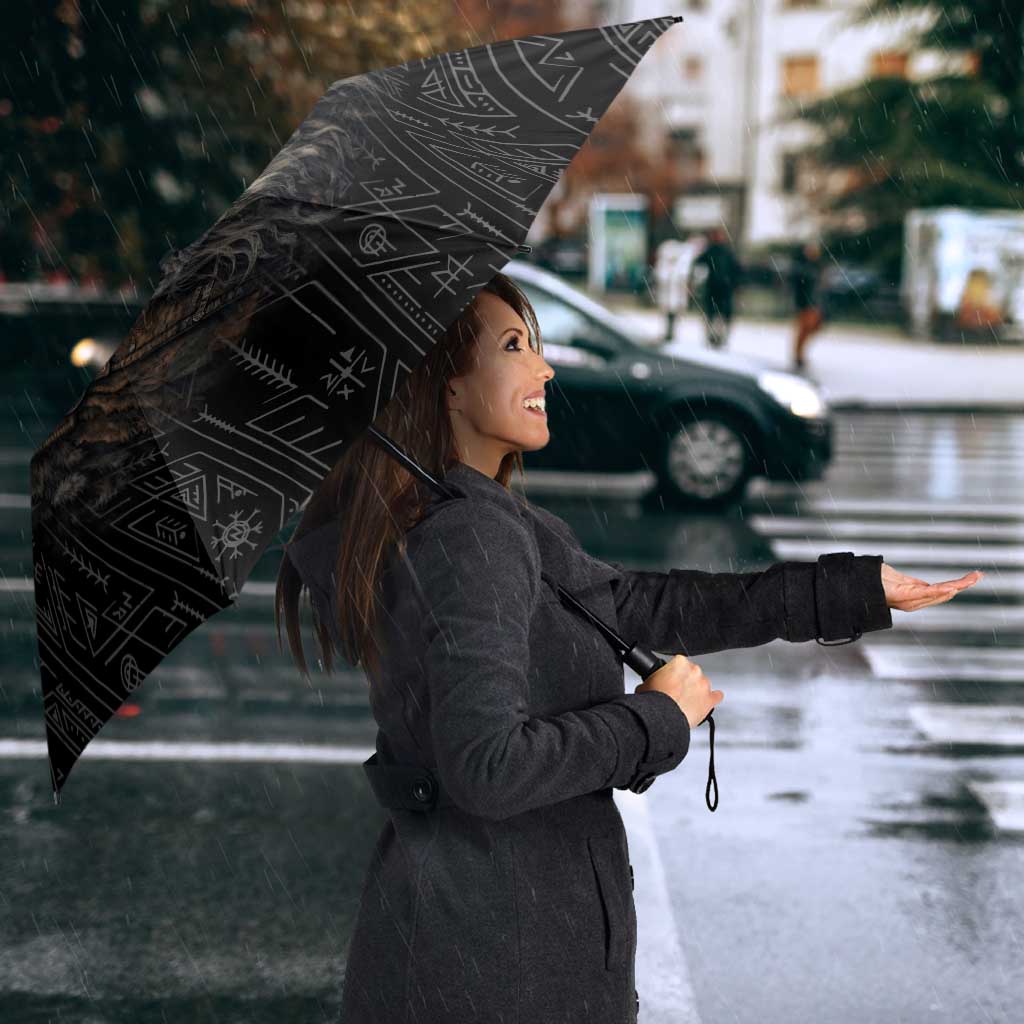 Vikings Odin Umbrella with Viking Runes and Ravens Norse Mythology - Wonder Print Shop