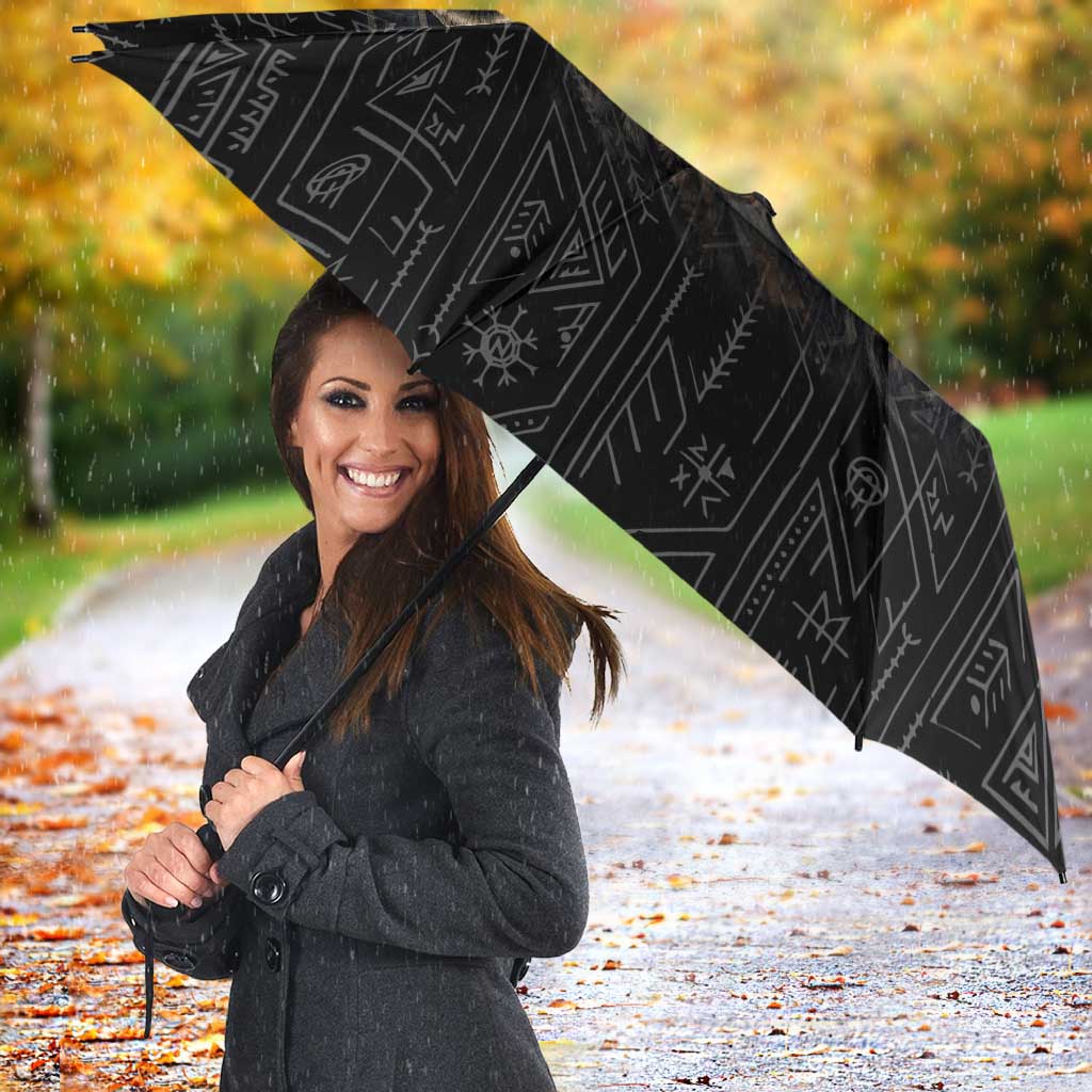 Vikings Odin Umbrella with Viking Runes and Ravens Norse Mythology - Wonder Print Shop