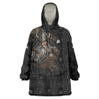 Vikings Odin Wearable Blanket Hoodie with Viking Runes and Ravens Norse Mythology - Wonder Print Shop