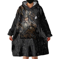 Vikings Odin Wearable Blanket Hoodie with Viking Runes and Ravens Norse Mythology - Wonder Print Shop