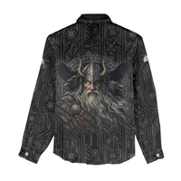 Vikings Odin Women Casual Shirt with Viking Runes and Ravens Norse Mythology - Wonder Print Shop