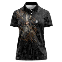 Vikings Odin Women Polo Shirt with Viking Runes and Ravens Norse Mythology - Wonder Print Shop