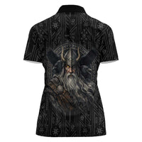 Vikings Odin Women Polo Shirt with Viking Runes and Ravens Norse Mythology - Wonder Print Shop