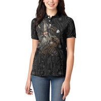 Vikings Odin Women Polo Shirt with Viking Runes and Ravens Norse Mythology - Wonder Print Shop