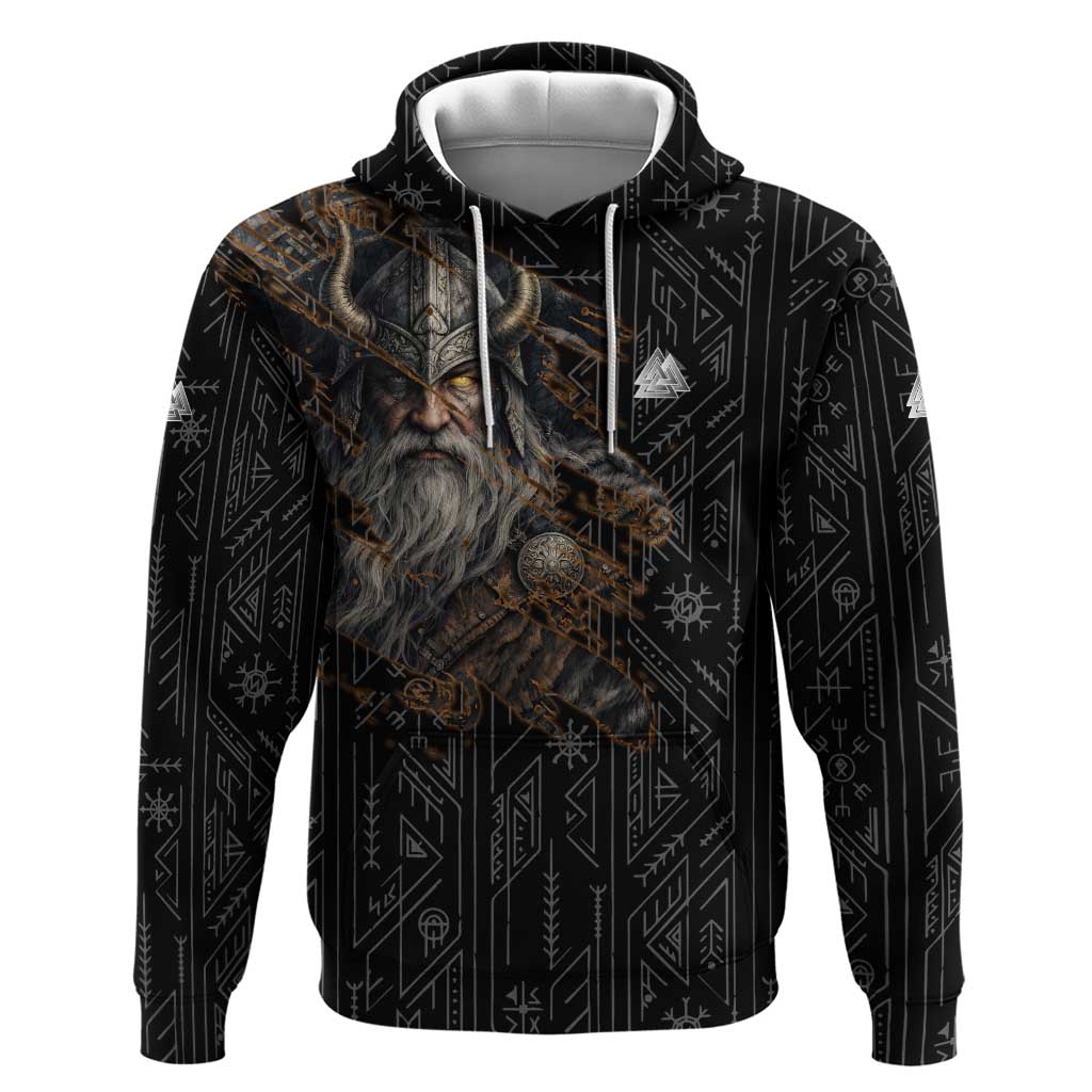 Vikings Odin Zip Hoodie with Viking Runes and Ravens Norse Mythology - Wonder Print Shop