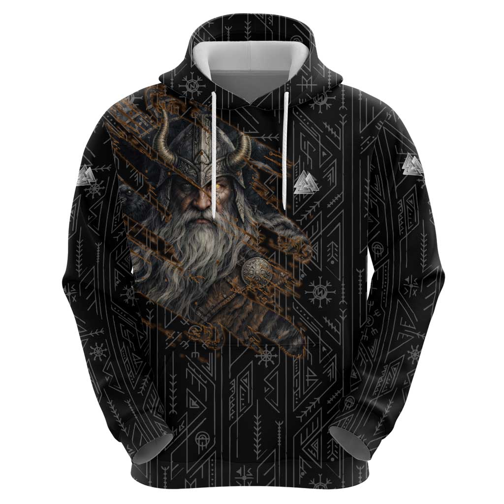 Vikings Odin Zip Hoodie with Viking Runes and Ravens Norse Mythology - Wonder Print Shop