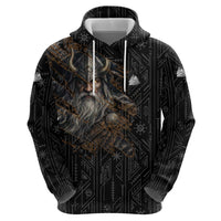 Vikings Odin Zip Hoodie with Viking Runes and Ravens Norse Mythology - Wonder Print Shop