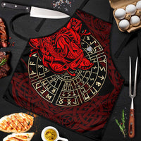 Yggdrasil Apron with Red Norse Dragon and Runes Viking Heritage Tribute - Wonder Print Shop