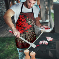 Yggdrasil Apron with Red Norse Dragon and Runes Viking Heritage Tribute - Wonder Print Shop