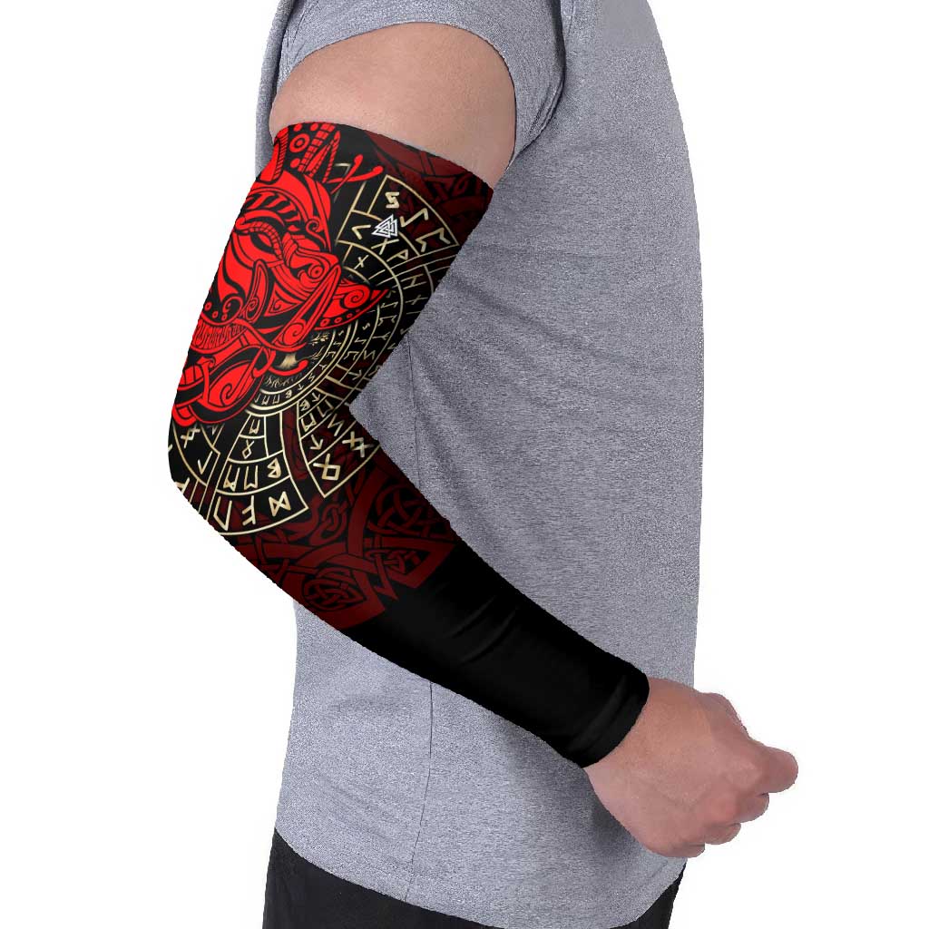 Yggdrasil Arm Sleeves with Red Norse Dragon and Runes Viking Heritage Tribute - Wonder Print Shop