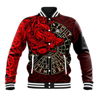 Yggdrasil Baseball Jacket with Red Norse Dragon and Runes Viking Heritage Tribute - Wonder Print Shop