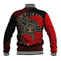Yggdrasil Baseball Jacket with Red Norse Dragon and Runes Viking Heritage Tribute - Wonder Print Shop
